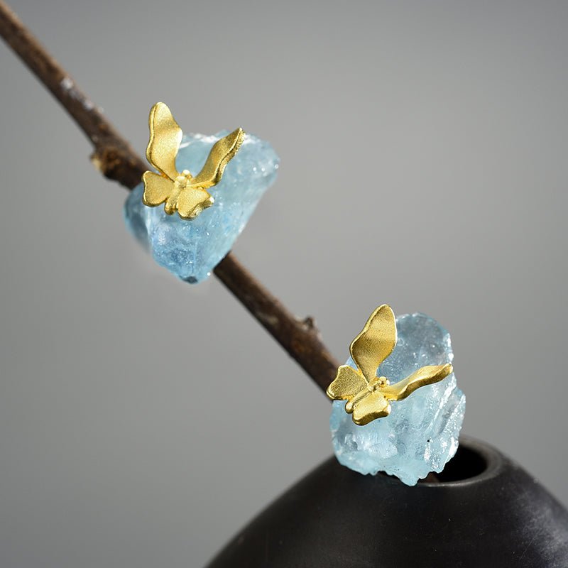 Aquamarine Flutter - Stud Earrings