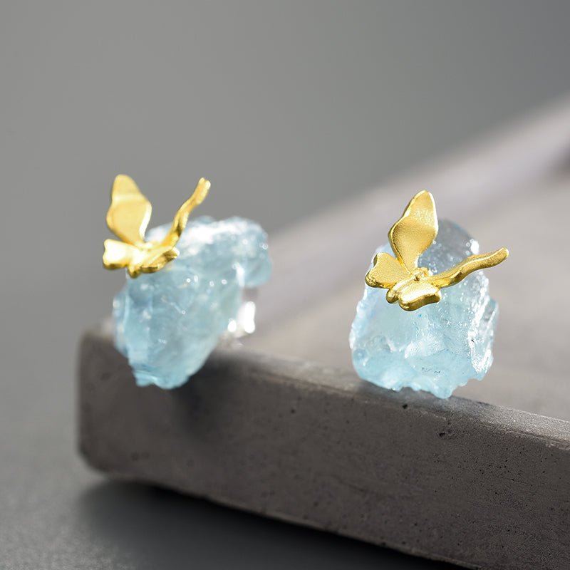 Aquamarine Flutter - Stud Earrings