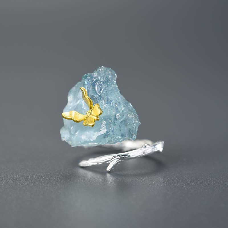 Aquamarine Flutter - Adjustable Ring