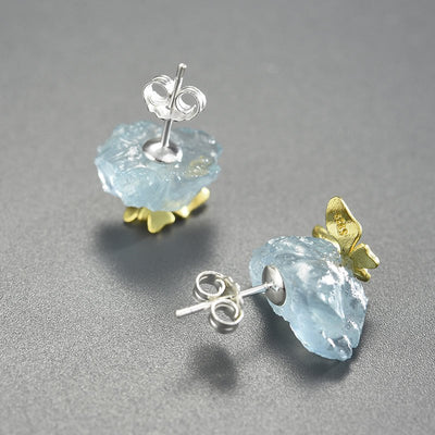 Aquamarine Flutter - Stud Earrings