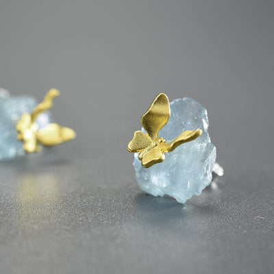 Aquamarine Flutter - Stud Earrings