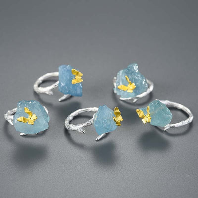 Aquamarine Flutter - Adjustable Ring