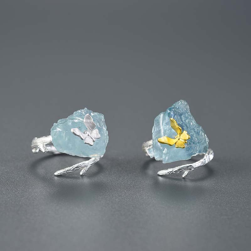 Aquamarine Flutter - Adjustable Ring