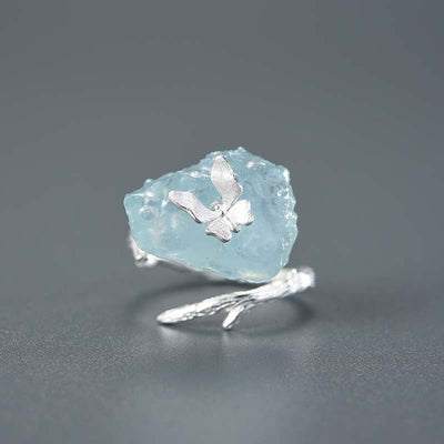 Aquamarine Flutter - Adjustable Ring