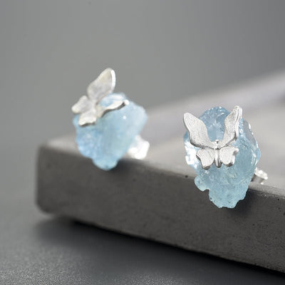 Aquamarine Flutter - Stud Earrings