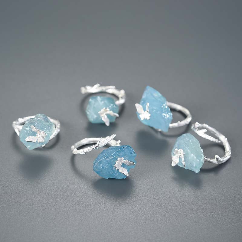 Aquamarine Flutter - Adjustable Ring