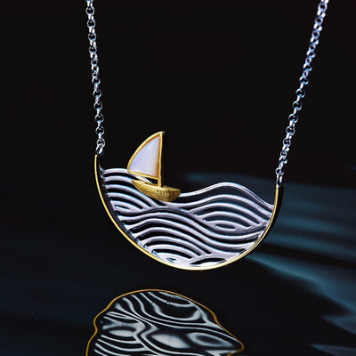 Seafaring Sailboat - Handmade Necklace