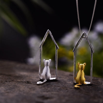 Staring Cat - Handmade Pendant