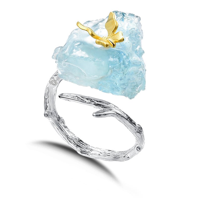 Aquamarine Flutter - Adjustable Ring