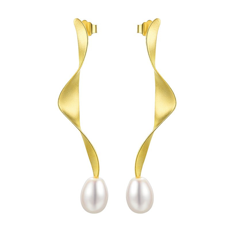 Spiral Pearl - Dangle Earrings