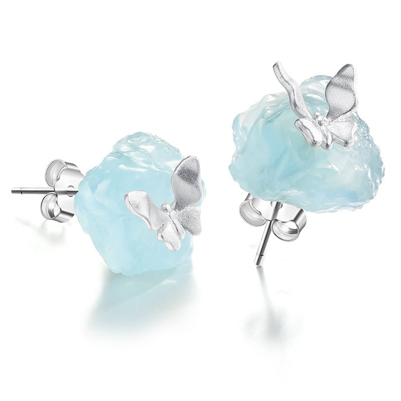 Aquamarine Flutter - Stud Earrings