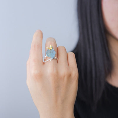 Aquamarine Flutter - Adjustable Ring