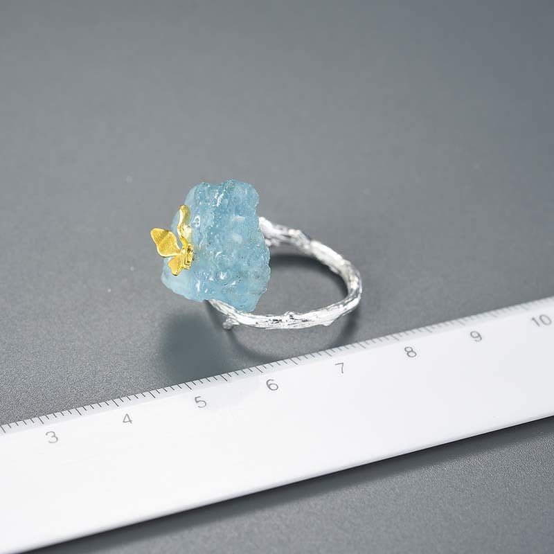 Aquamarine Flutter - Adjustable Ring