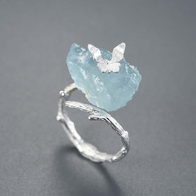 Aquamarine Flutter - Adjustable Ring