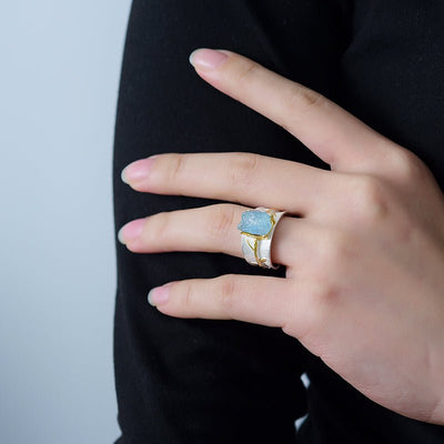 Azure Blossom - Adjustable Ring