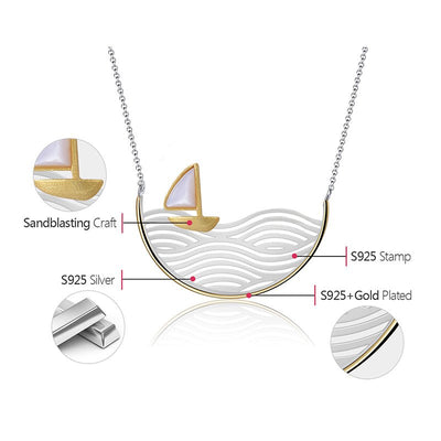 Seafaring Sailboat - Handmade Necklace