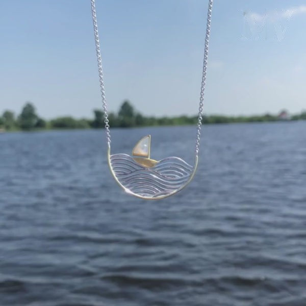 Seafaring Sailboat - Handmade Necklace