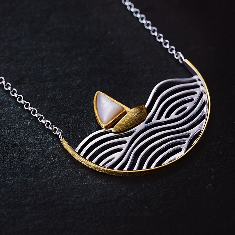 Seafaring Sailboat - Handmade Necklace