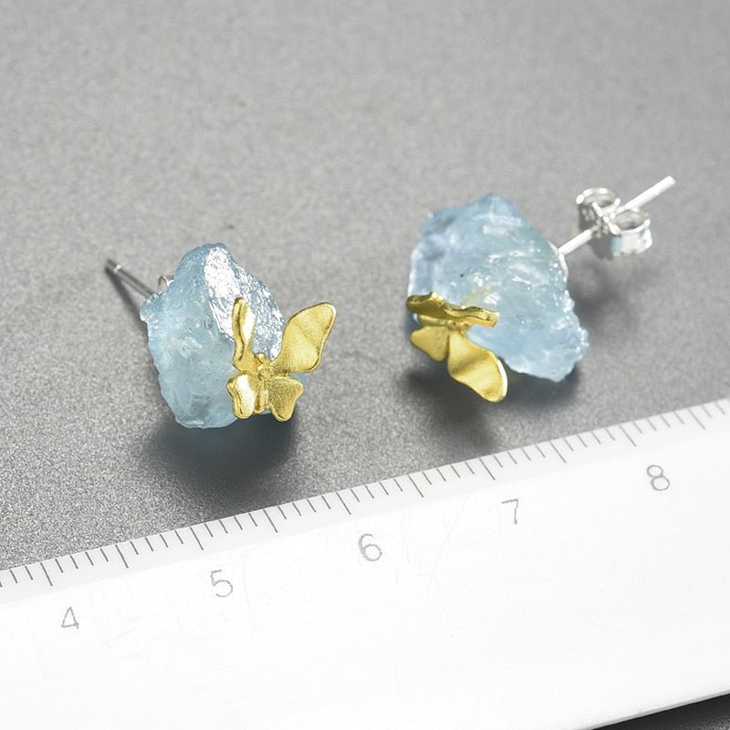 Aquamarine Flutter - Stud Earrings